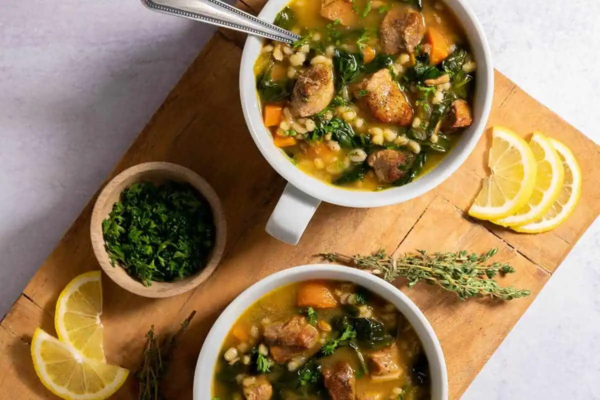 Pork Barley Spinach Soup | Prairie Fresh